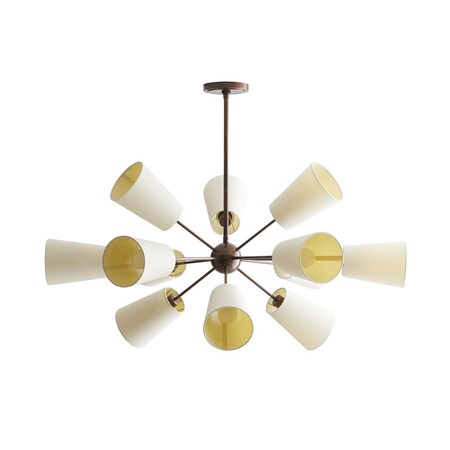 Arteriors 89635 Amsterdam - 12 Light Chandelier, Heritage Brass Finish with White Linen Shade